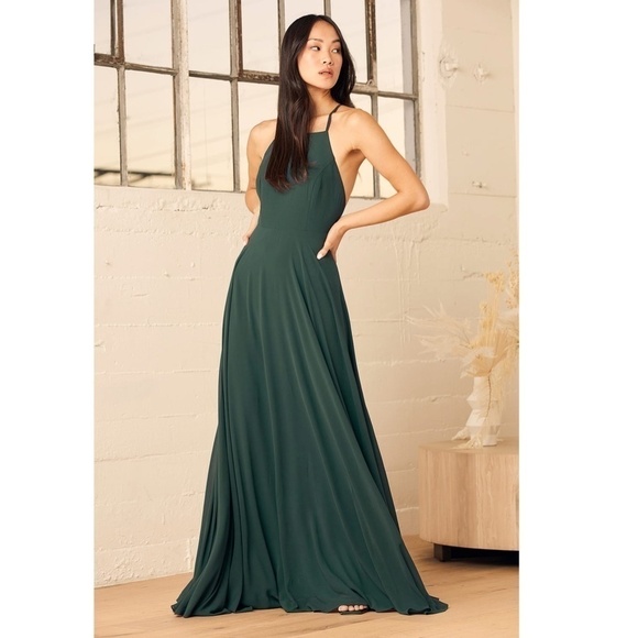 Lulus Mythical Kind of Love Dark Green Maxi Dress - Picture 1 of 8